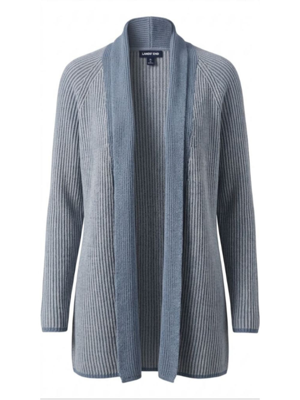 Lands' End Women's Blue & White Drifter Cotton Cardigan Size Large
